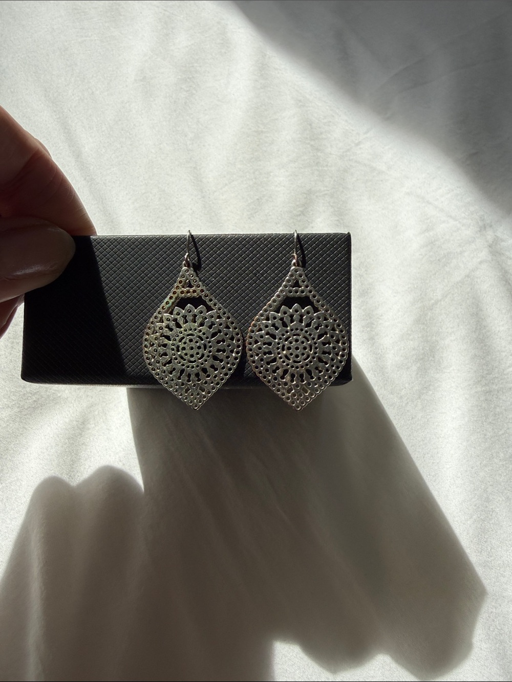 Kendra Scott Silver Filigree Teardrop Earrings